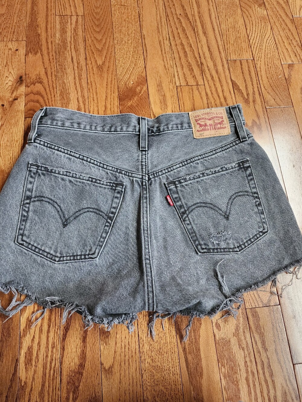 Levi's Women's Washed Black Distressed Denim Shorts